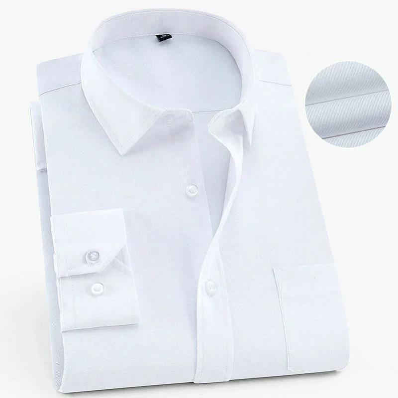 Plus Size Men's Slim Fit Plain Shirts Social Business Casual Long Sleeve Brand Dress Shirts Black Red Daily Office Multi-color
