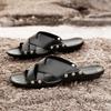 Comfy Summer Men's Slippers Leisure Walk Flip-Flops Travel Male Beach Flats Comfortable Beach Shoes Non-Slip Half Drag Sandals