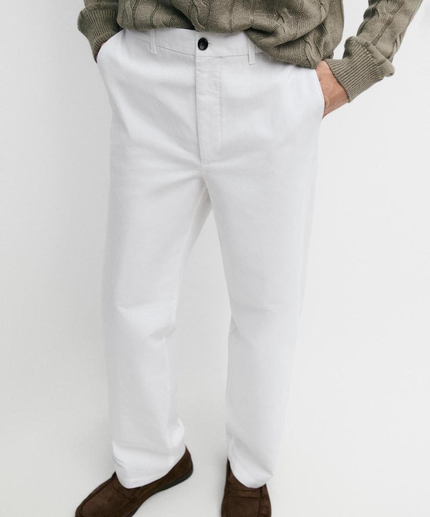 Masimodutti Cotton Linen Poplin Barrel Fit Pants