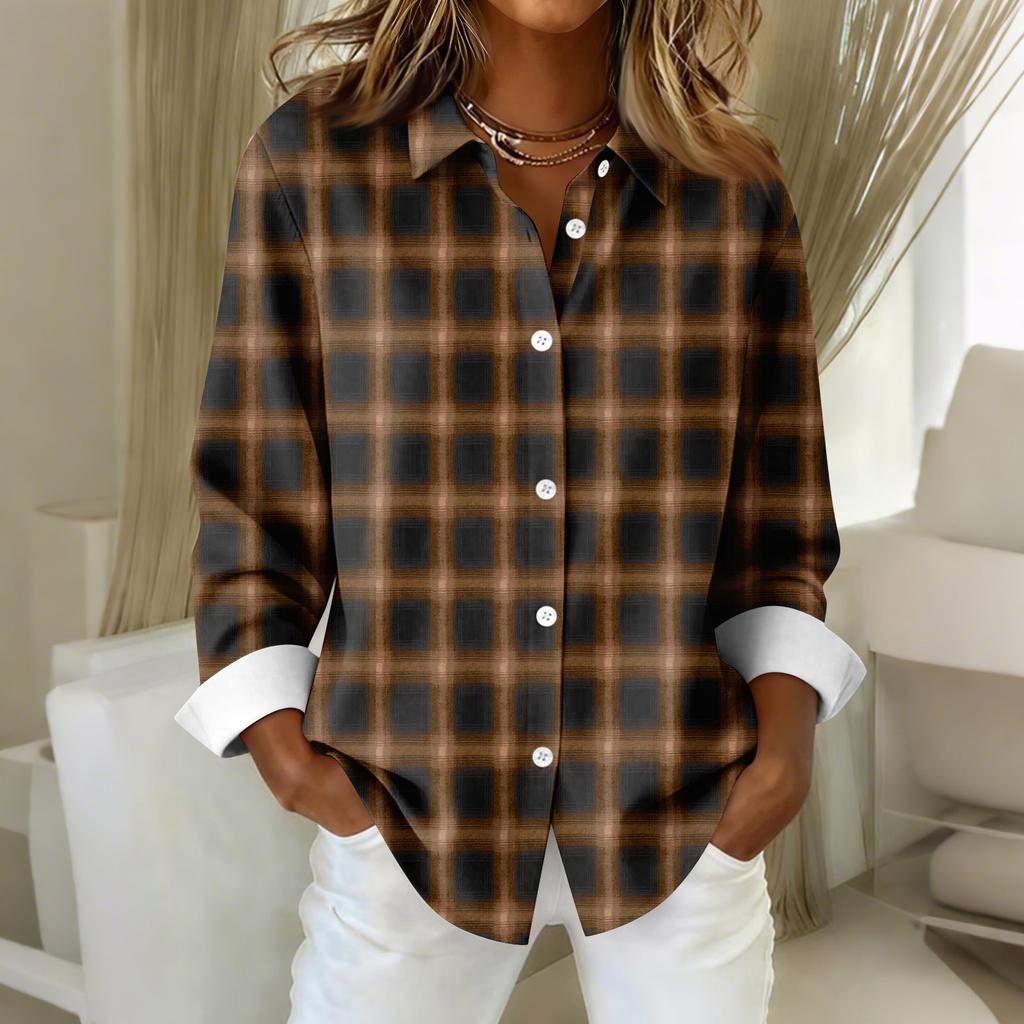 Women's Shirt Blouse Christmas Print Button Long Sleeve Casual Basic Shirt Collar Regular Top