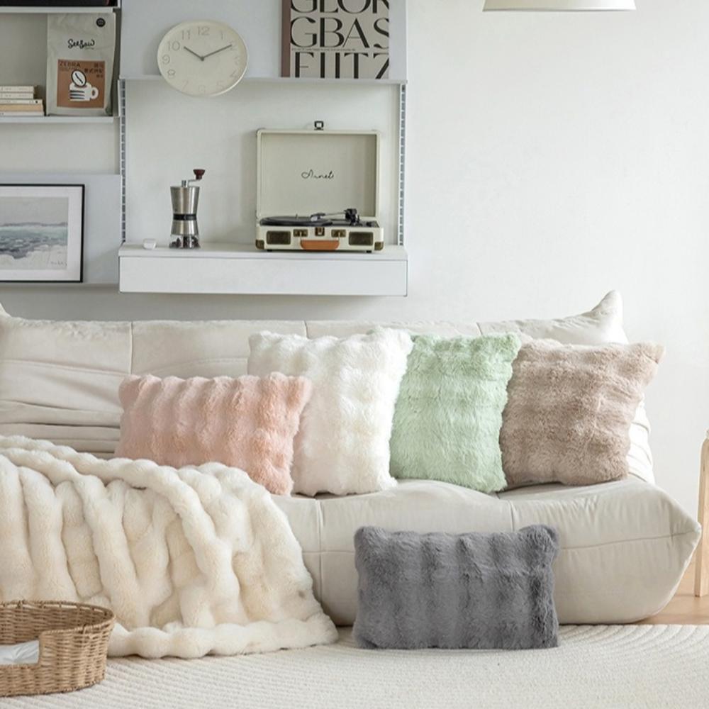 Imitation Rabbit Hair Plush Cushion Cover Warm Pillow Case Simple Throw Pillow Cover  Home Decor