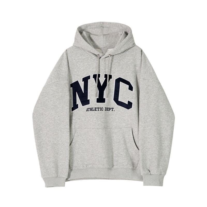 

Men s Thick Fleece-Lined Embroidered Hoodie - Korean Style, Autumn/Winter, Loose Heavyweight Cotton Pullover. XL