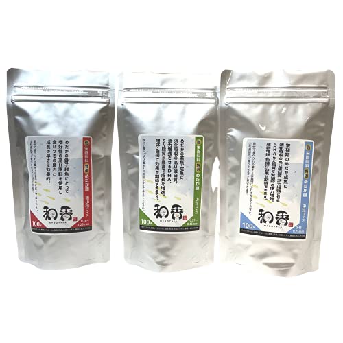 Waka Specialty Medaka Food (3 Types: 100g Each) - Highly Nutritious, Enhances Color, and Effective for Tropical Fish