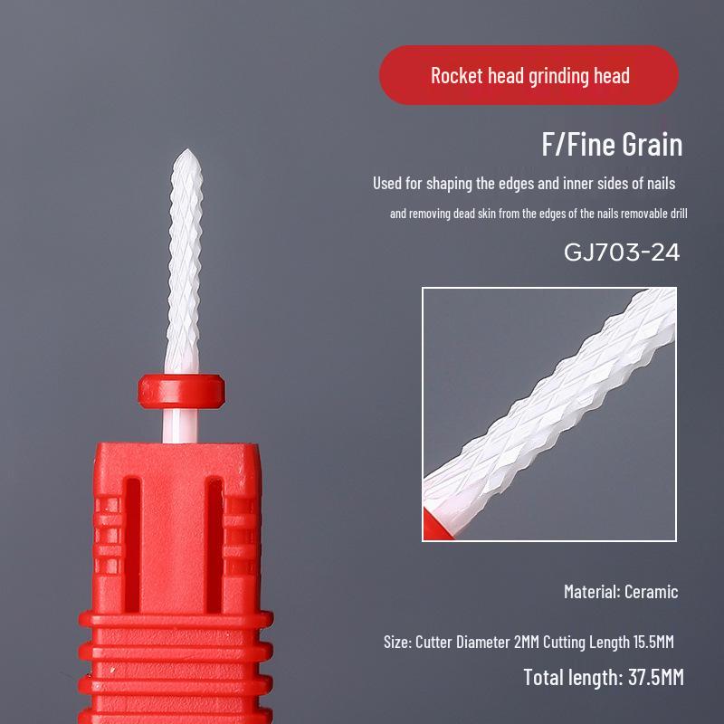 Ceramic Nail Art Grinding Head for Nail and Dead Skin Removal - Non-Heating Replacement Drill Bit.
