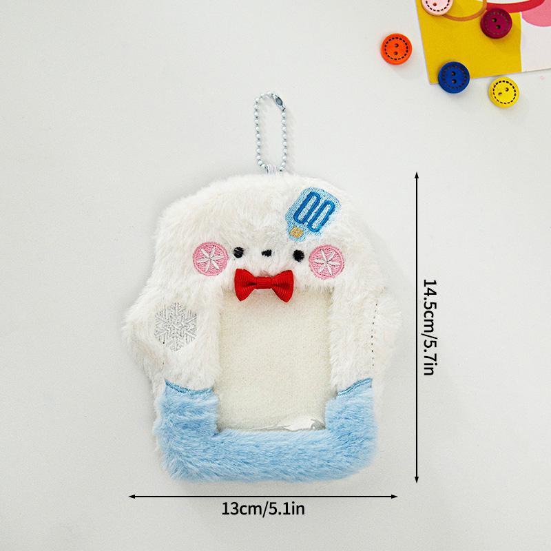 Christmas Photo Card Holder Plush Kawaii Kpop Idol Photo Display Pendant Student ID Card Protective Cover Keychain Xmas Gifts