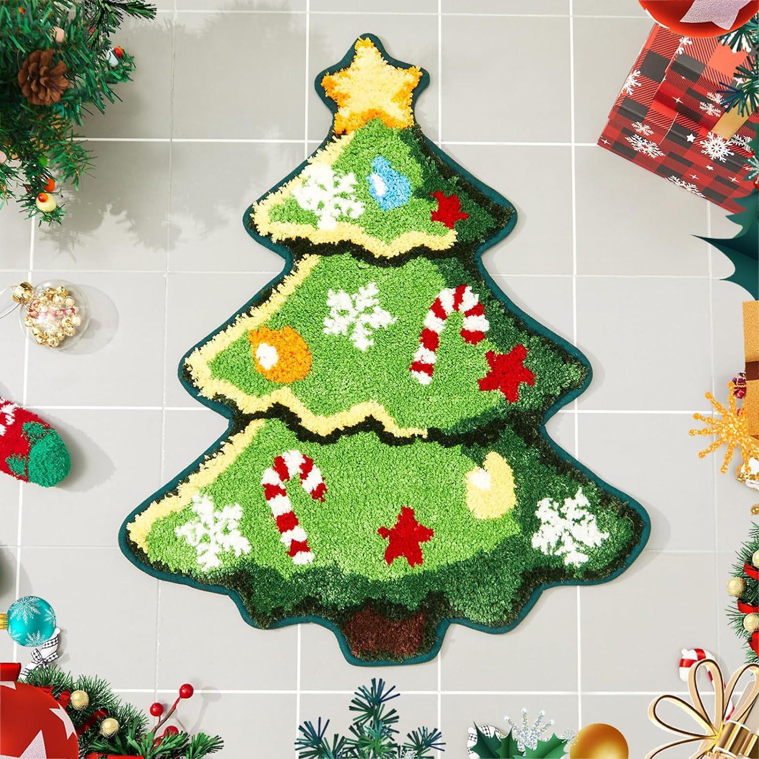 

Christmas Decoration Mat Dirt Resistant and Easy To Take Care of Imitation Cashmere Pad Home Bathroom Moisture-wicking Foot Cushion 40 * 60Cm