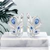 S925 Sterling Silver Blue Zircon Feather Earrings Hoop Earrings Women Jewelry Original Trendy Anniversary Gifts
