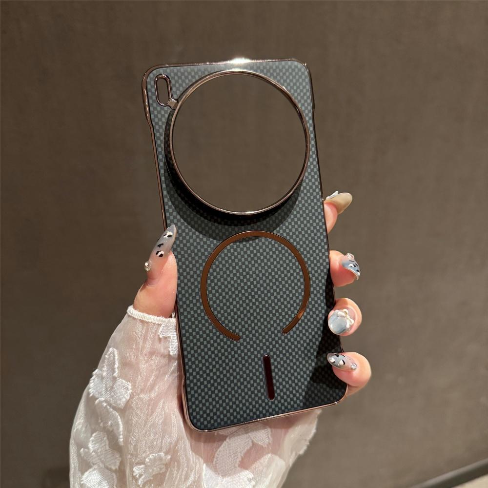 

Carbon Fiber Kevlar Texture For Magsafe Magnetic Phone Case For VIVO X200 Pro Mini Ultra X200S Wireless Charge Borderless Cover vivo X200