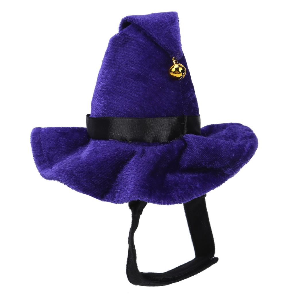 Cat Halloween Wizard Hat with Star Bell Soft Pet Funny Halloween Hat for Role Play Holiday