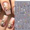 5D embosované samolepky na nehty Bílé květinové obtisky na nehty Gravírování květinových tipů na nehty