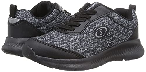 SPALDING Women's 5E JIN 3850 Wide-Waist Lightweight Walking Sneakers, Size 24.0 Cm, Black