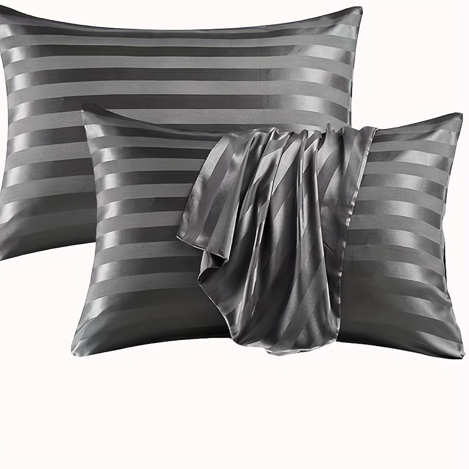 Stripe Pattern Envelope Closure Silky Pillowcase Set of 2 - Super Soft Weave, Hair and Skin Friendly, Machine Washable, Hotel Quality
