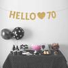 Gold Hello 70 Birthday Banner, Gold Glitter Happy 70th Birthday Party Decorations, Supplies