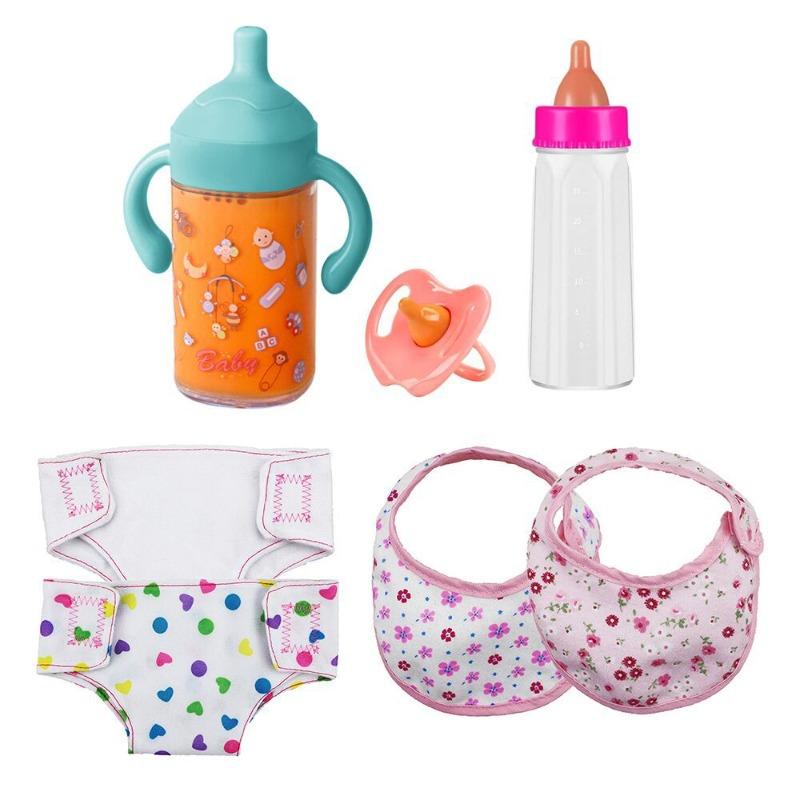 Doll Accessories Baby Doll Feeding Bottle Set Baby Care Toy Stroller Milk And Juice Bottles With Toy Pacifier For Baby Dolls