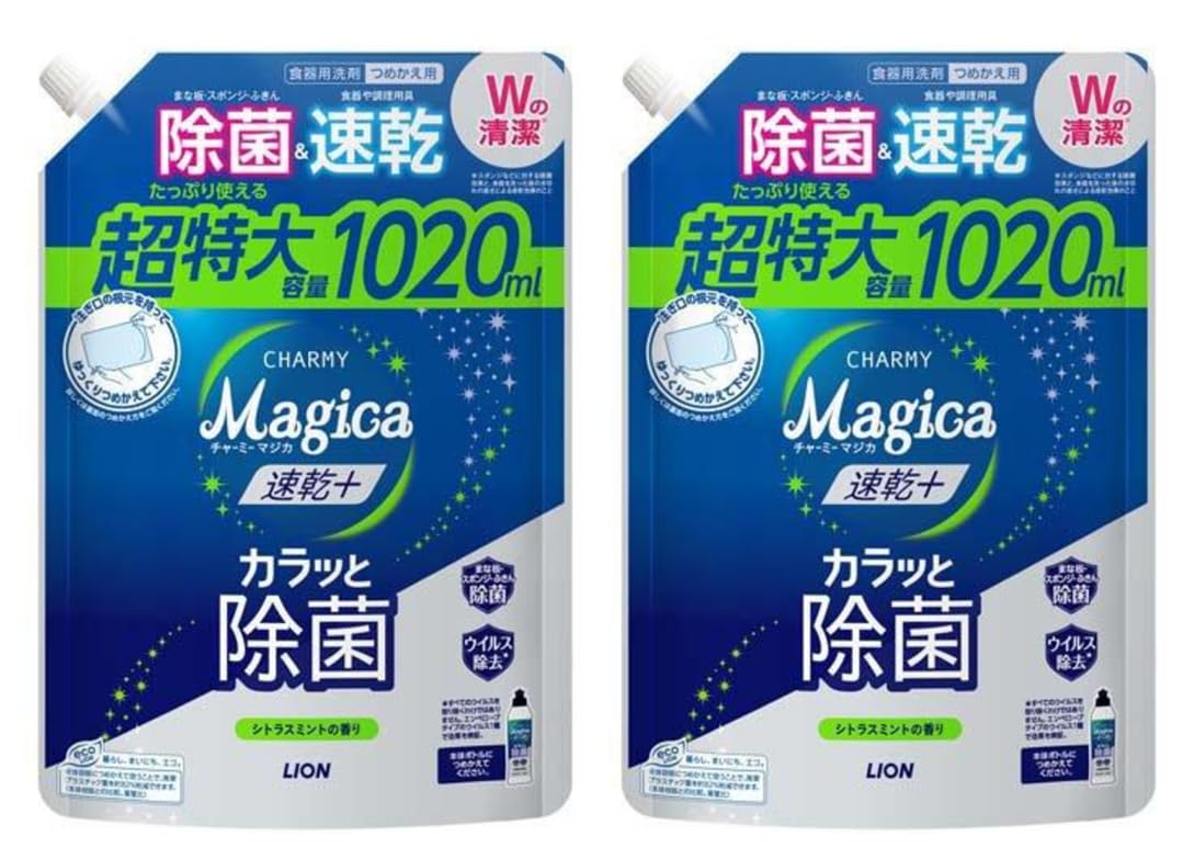 

Charmy Magica Quick Dry Plus Слегка дезинфицирующий цитрусово-мятный сменный блок Extra Large Charmy x 2 пакета [Оптовая закупка] (1020мл)/