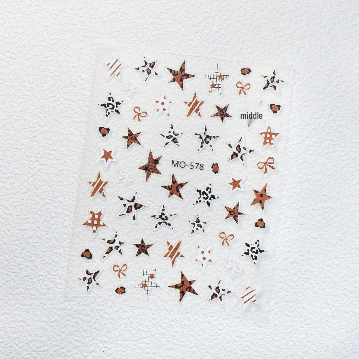 Leopard Print & Star Nail Stickers - Chic & Trendy Design