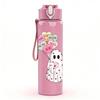 1PC Ghost Holding Flower Halloween Print 750ml Color Plastic Sports Water Bottle Leakproof Flip Straw Lid Suitable for Sports Office Home Use