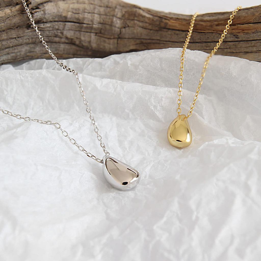 Necklace for 18K Gold 925 with Genuine Jewelry [Pasurohu] Women, K18, Coating, Silver, Pendant, Teardrop, Popular, Delicate, Gold, Platinum, Adjuster,