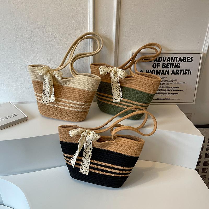 Summer New Versatile Fashion Woven Bag Shoulder Portable Vegetable Basket Tote Women's Bag