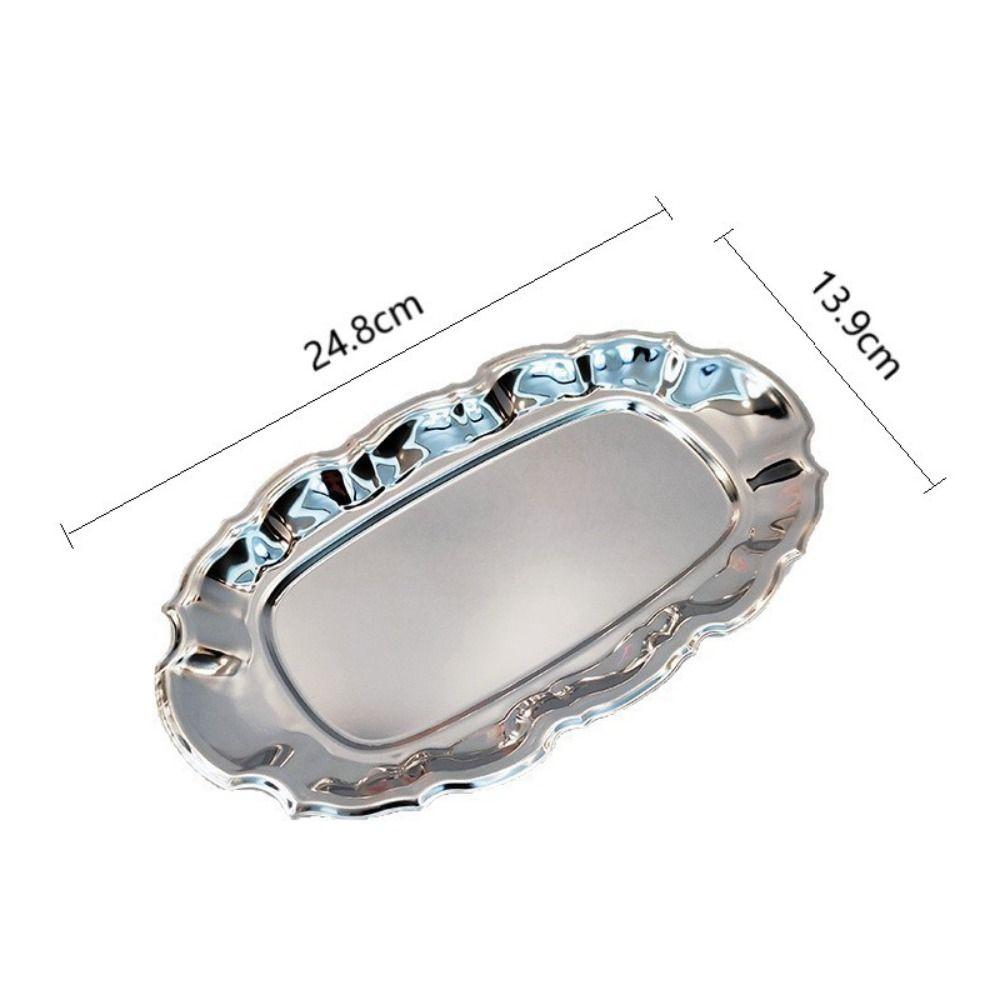 Irregular Cake Tray Stainless Steel Jewelry Storage Plate Vintage Dessert Plate  Home Decoration