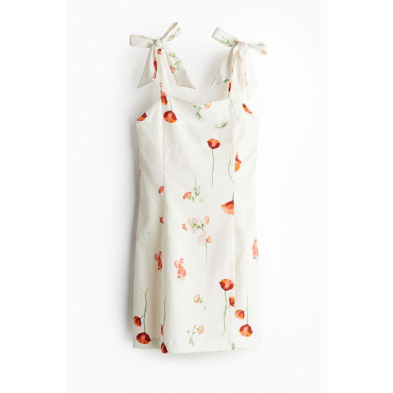 

Женская одежда HM Платье без воротника Летнее Приталенное С квадратным вырезом Элегантное А-силуэта С принтом На бретелях В отпускном стиле Короткая юбка 1231202 White/Florals 155/80A