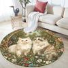 Ragdoll cat and grass pattern round rug,Carpet Rug for Living Room Bedroom  Playroom ,Non-slip Floor Mat,Holiday Gifts and Birthday Gifts.