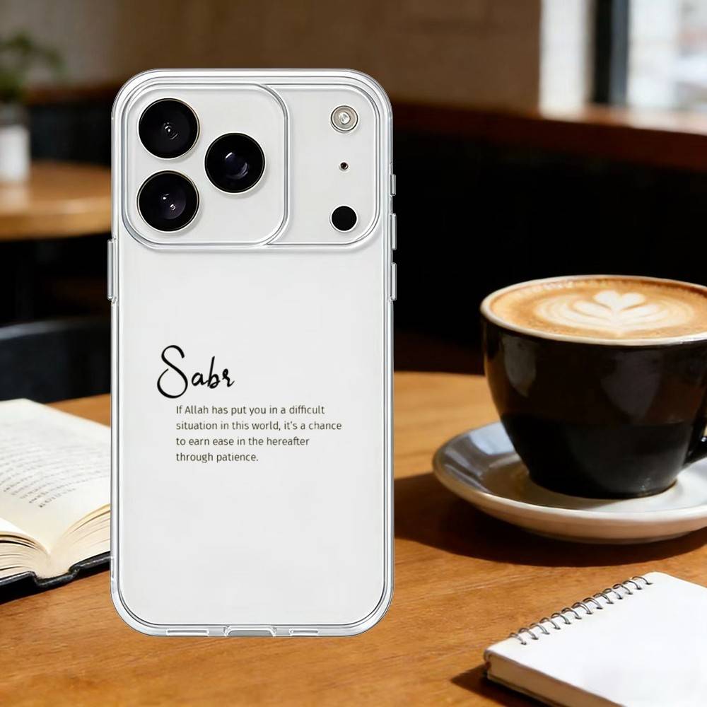 Patience Koran Sabr Islam Phone Case For iPhone 17 16 15 14 13 12 11 Mini Pro Max Plus Transparent Cover