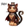 Gothic Style Figurine Vintage Witch Cat Halloween Decoration, Small Wooden Lover Gifts for Farmhouse Mantel, Bookshelf Table, Desktop Decor