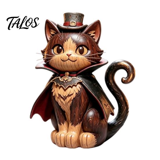 Gothic Style Figurine Vintage Witch Cat Halloween Decoration, Small Wooden Lover Gifts for Farmhouse Mantel, Bookshelf Table, Desktop Decor
