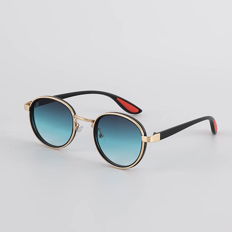 Trendy Metal Round Frame Sunglasses: Unisex Fashionable Anti-UV Eyewear