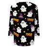 Damen Freizeit V-Ausschnitt Dreiviertelarm Oberteil Halloween Kürbisdruck Leichte Bluse für Herbst und Alltag