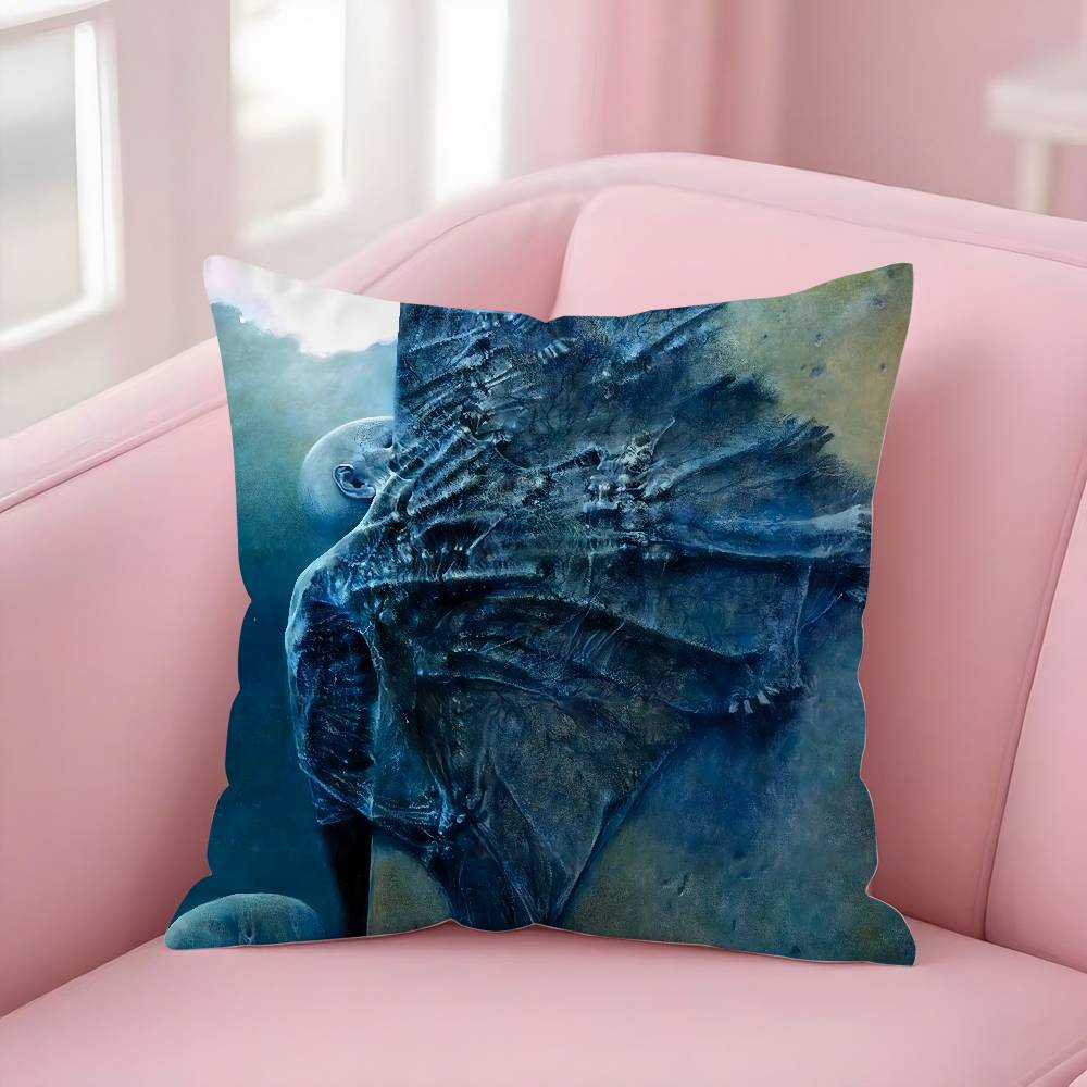 Hot Art Z-Zdzislaw BeksinskiS Pillow Case Soft Plush Fabric Double Sided Print Decorative Home Living Room Gift Cushion
