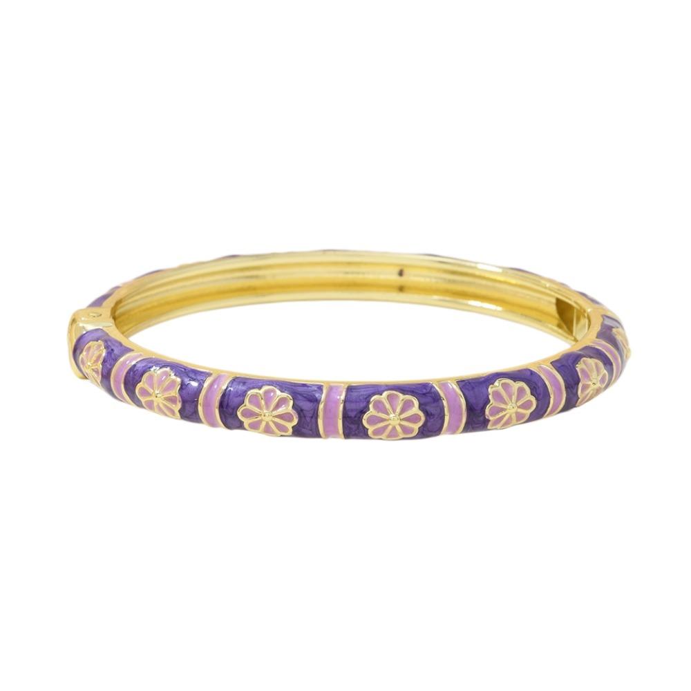 Small Petal Chinese Flower Bangle Enamel Floral Women's Hand Bracelet Jewelry Gifts