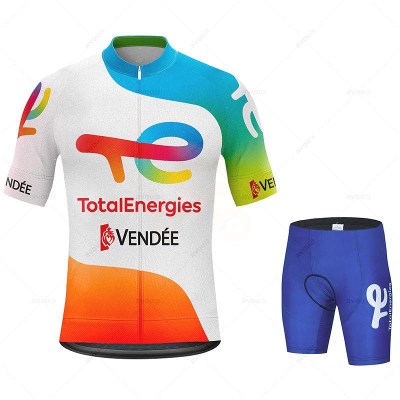 Total Energies Radtrikot Set Sommer Kurzarm Atmungsaktiv Fahrrad Herren Fahrradkleidung Maillot Ropa Ciclismo Uniform Anzug