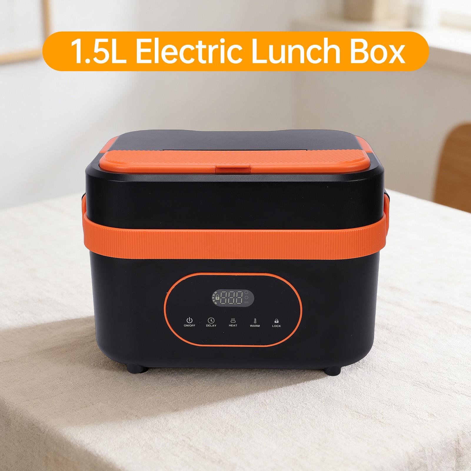 Electric Lunch Box 1.5L Self Heating Food Warmer Smart Timer Rechargeable Portable Lunch Box Detachable Partition L