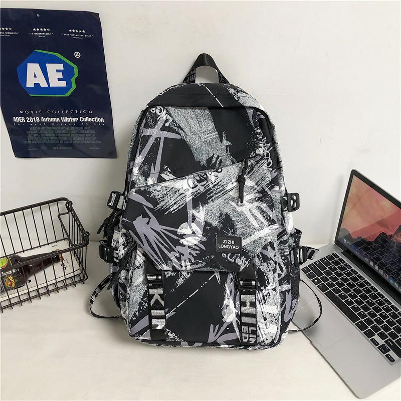 Spot Graffiti Streetwear Lightweight Backpack for Students & Casual Use