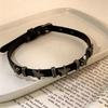 Dark babes wind retro pentagram star leather choker collar female niche design collarbone chain punk necklace