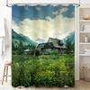 High Quality Shower Curtain Printed with Mountain Villa Design Greenery Surrounding Perfect for Bathroom Decorations