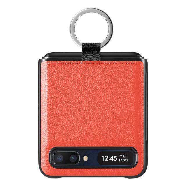 Schlanke Fingerringhalter-Ledertasche für Samsung Galaxy Z Flip 3 Flip4 Flip 4 Flip3 5g Anti-Drop-Falt-Handy-Abdeckung Fundas