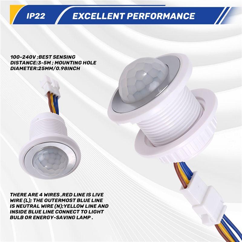Frischer Mini-Bewegungssensor Lichtschalter 110-220V PIR-Sensor Intelligente Erkennung Zeitschaltverzögerung Einstellbar Infrarot-Induktionsdetektor
