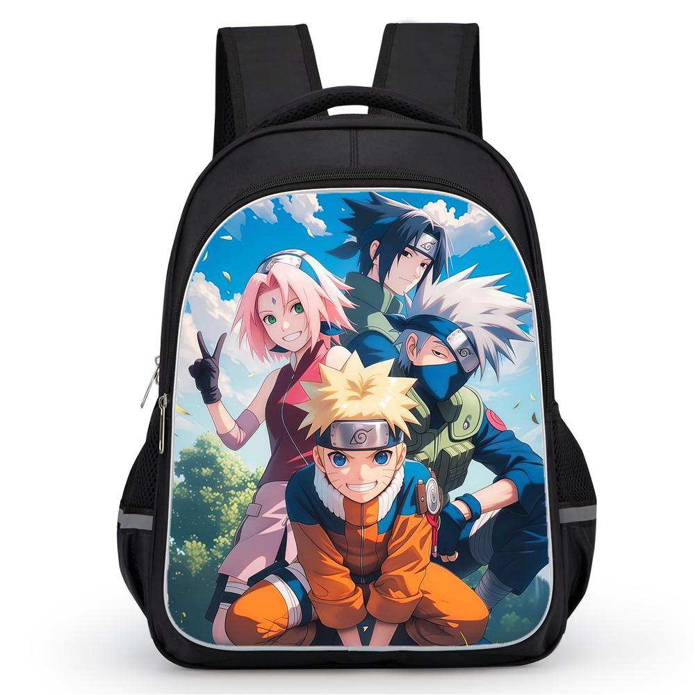 NARUTO Anime Youth Mochila Everyday Backpack,With Adjustable Sling Strap & Front Pocket,Lightweight & Durable,for Boys & Girls Age 5-11