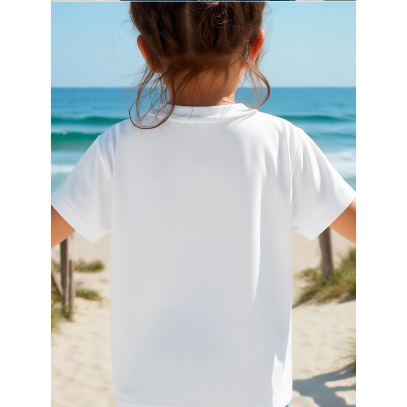 Girls German Slogan Print Crewneck Short Sleeve Tee