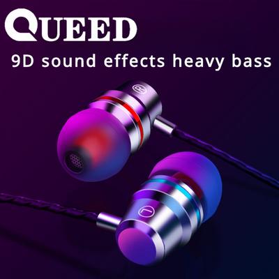 Metal Heavy Bass Headset Mobiltelefon In-Ear-Headset-Steuerung mit kabelgebundenen Weizenkopfhörern