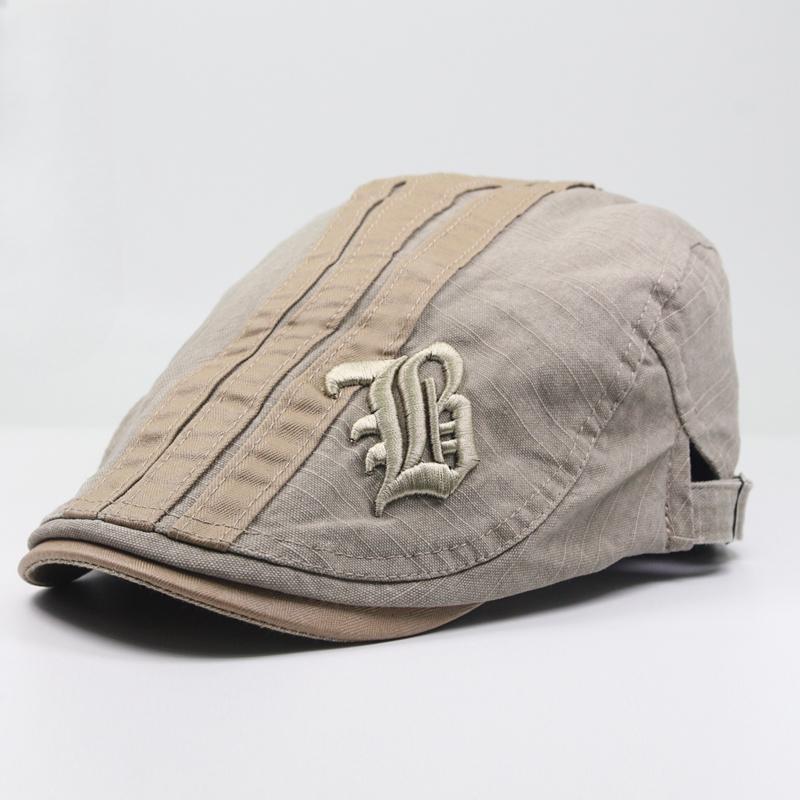 

2024 летние модные мужские береты, плоская шляпа, хлопковые кепки с вышивкой, винтажные повседневные береты на плоской подошве для мужчин, регулируемые хаки