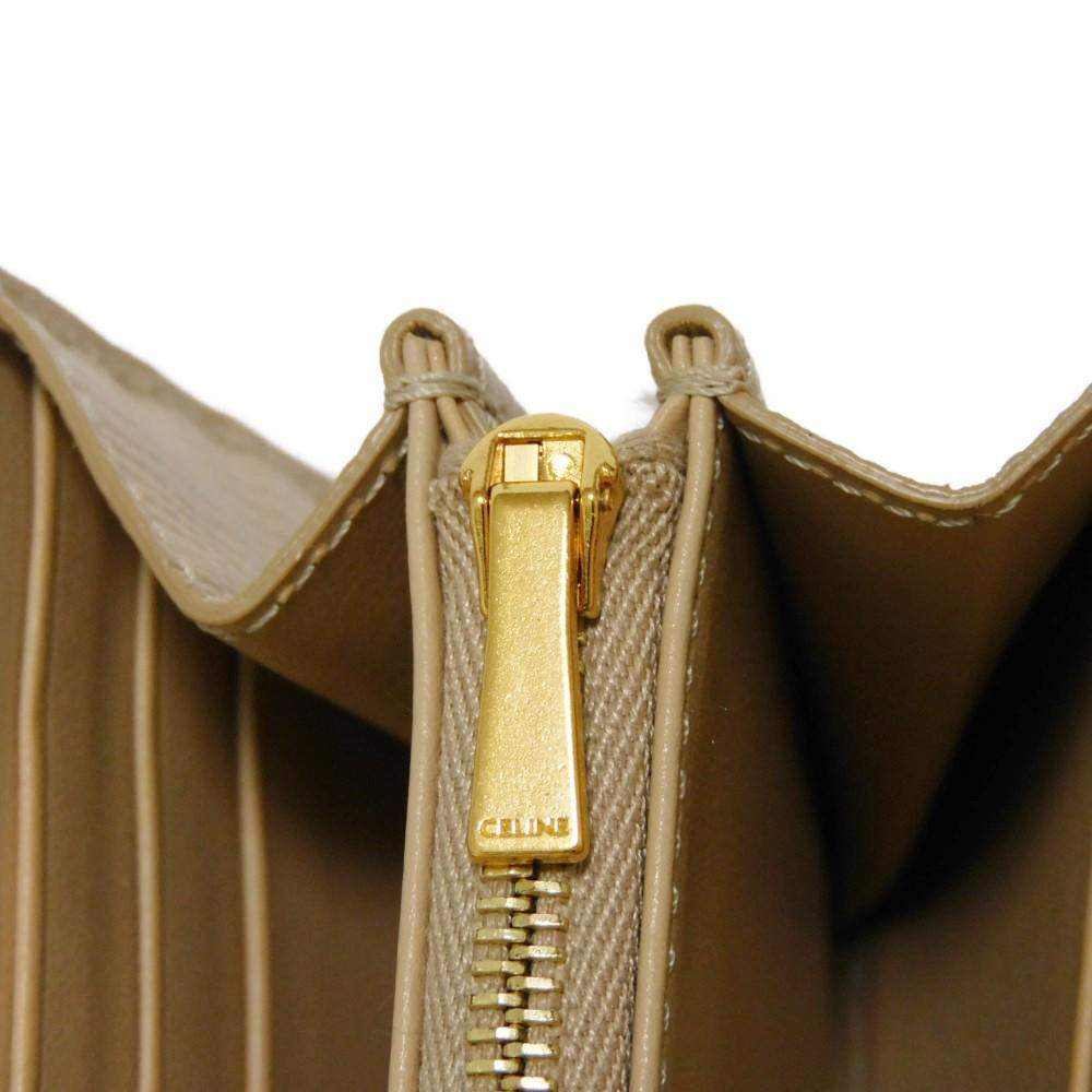 Used 10431 Large Flap Wallet 10B563BEL.03ND 7940 Foil-Stamped Grain Calfskin Beige Bifold Long Wallet New Logo Nude