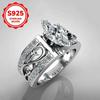 Ladies925Sterling Silver Ring inlay3A Zircon Vintage Hollow Flower Creative Birthday Anniversary Jewelry Gift