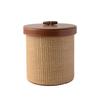 French Retro Style Woven Leather Tissue Box, Natural Seagrass & Wood Home Decor, Living Room Bedside Tabletop Napkin Holder