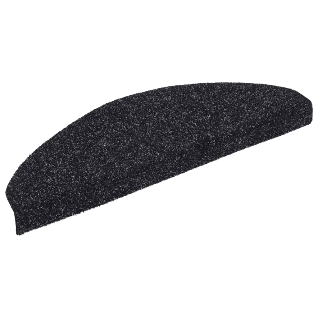 vidaXL Stufenmatten Selbstklebend 15 Stk. 65x21x4 cm Schwarz Halbrund Groß