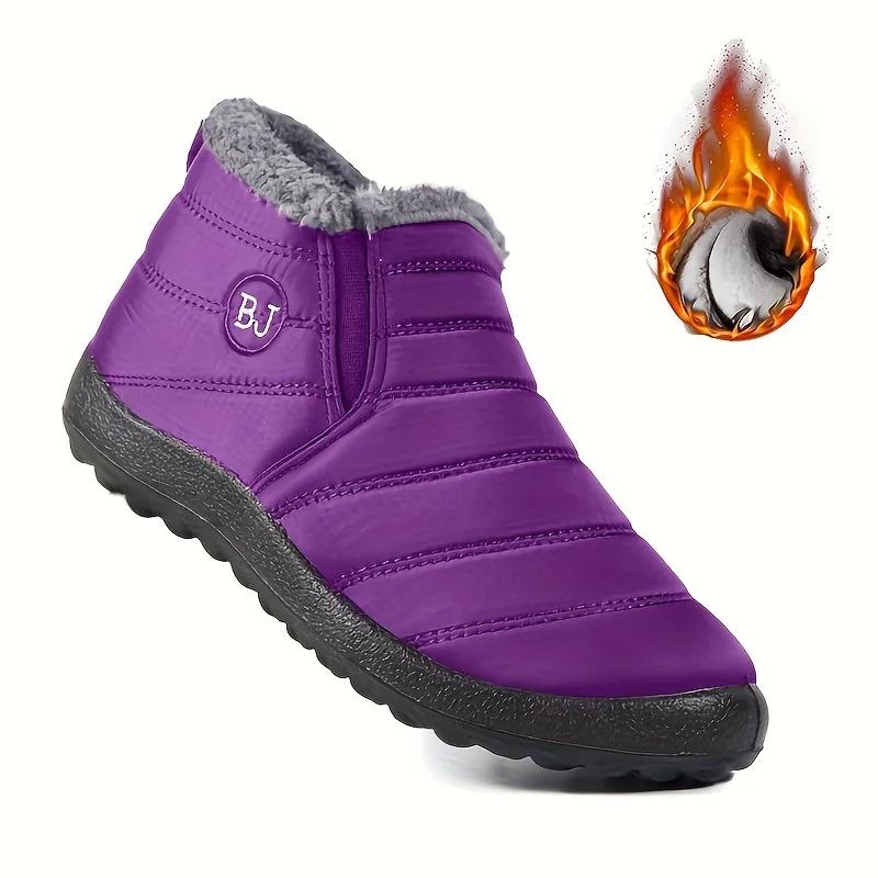 Cozy Men's Plus Size Solid Color Fleece Ankle Boots, Non-Slip Warm Slip-On Winter Boots for Ultimate Comfort
