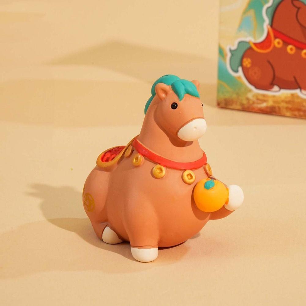 Kawaii Cute Pony Ornament Resin Horse Year Dolls Creative Cartoon Horse Statue Office Decor